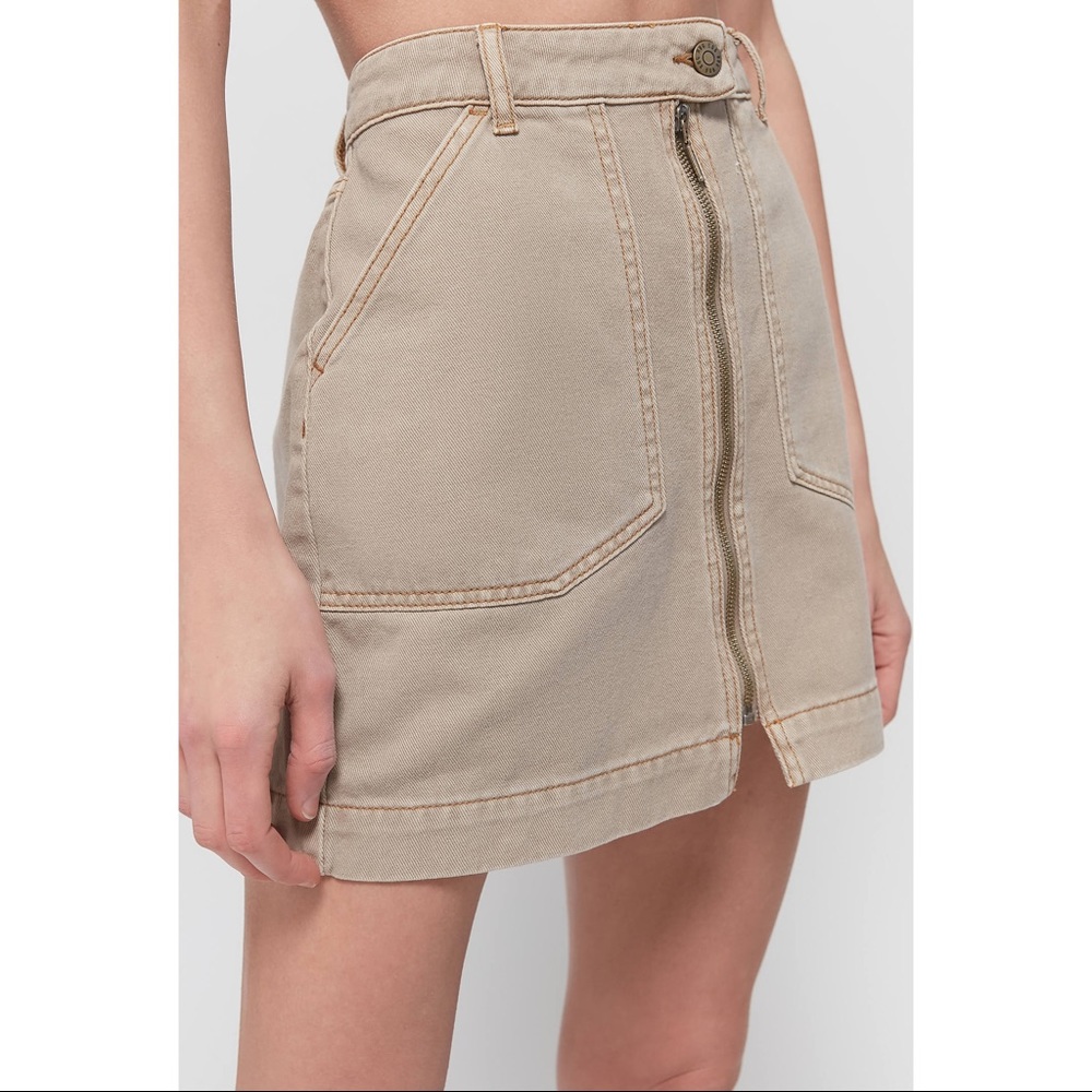 NWT Light Brown BDG Layla Zip Denim Mini Skirt